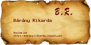 Bárány Rikarda névjegykártya
